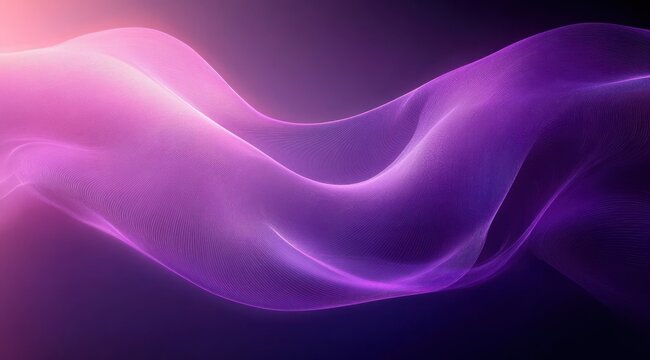 Abstract flowing purple and pink wave with smooth, silky texture on dark background creating a calming and ethereal visual effect