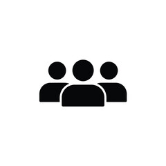 People Group Icon, Team On White, Teamwork Concept, Solid Silhouette