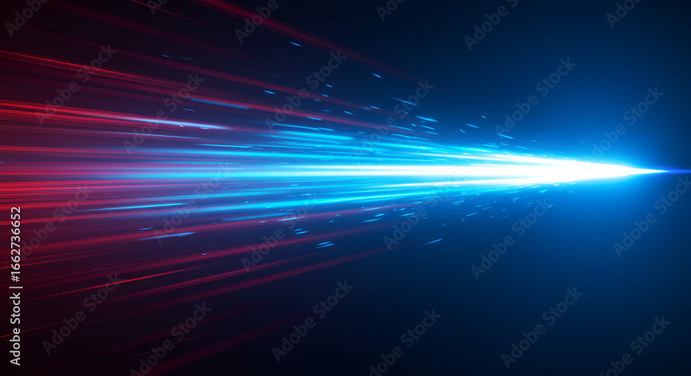 Poster dynamic light streaks with vibrant color gradient on dark background