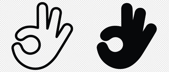Perfectly ok hand symbol vector. OK hand sign icon. Hand sign black and white, File and outline.Vector illustration.