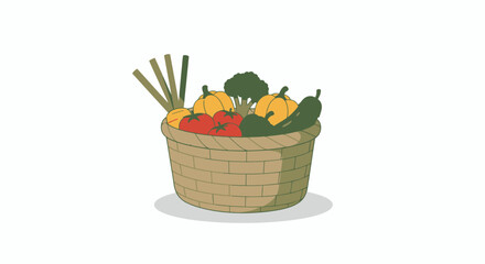 Basket full of fresh vegetables illustration representing eco friendly choices for world vegetarian day celebration