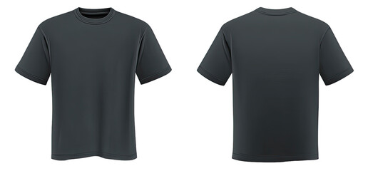 Front and back view of a dark gray t-shirt
