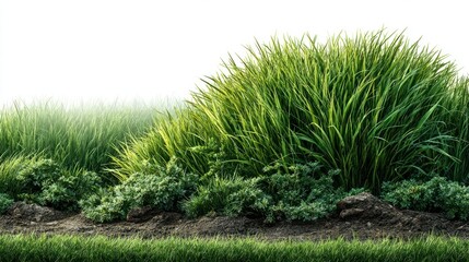 Green grass isolated on white background with transparent cutout
