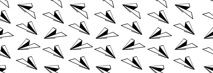 Many paper airplanes, vector seamless pattern.