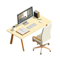 Isometric office desk illustration