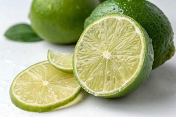 Lime is cut in half and has a green top