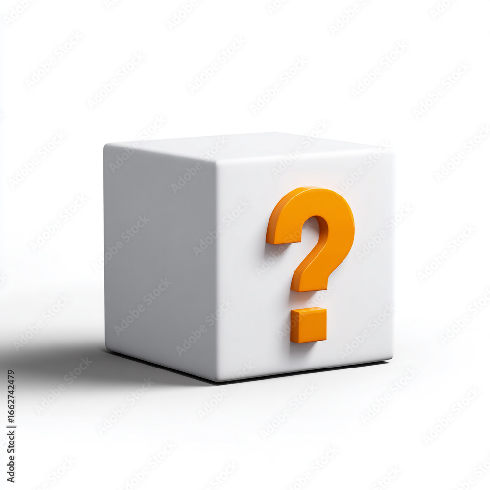 Poster clean and simple question box isolated on a white backdrop, perfect for presentations, forms, or dig