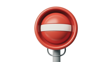 A Stylized 3D Render of a Circular Traffic Signal or Button isolated on white background , cutout