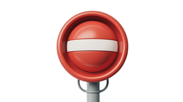 A Stylized 3D Render of a Circular Traffic Signal or Button isolated on white background , cutout