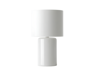 Minimalist table lamp with cylindrical shade front view isolated on transparent background PNG