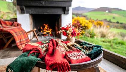 Cozy autumnal scene by a fireplace (1)