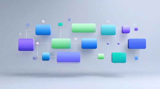 Colorful 3d flowchart representing complex business processes - Powered by Adobe