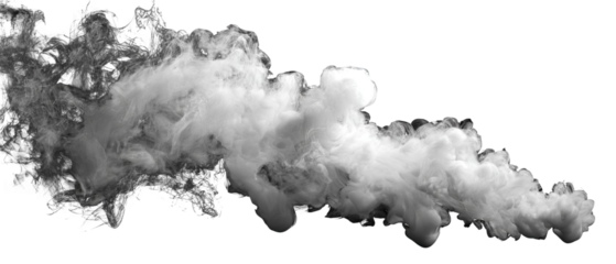 White smoke plume against black background