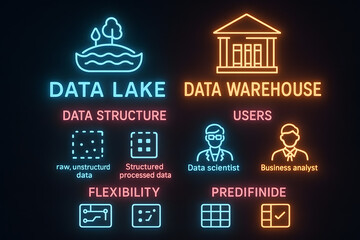 Data Lake vs Data Warehouse Comparison Infographic for Big Data Architecture