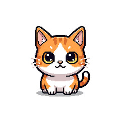 Adorable Pixel Art Orange Tabby Kitten