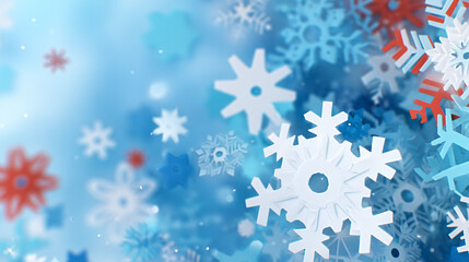 Blue White Red Snowflakes Winter Holiday Background