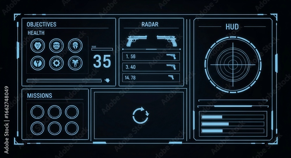 Poster futuristic heads up display panel interface