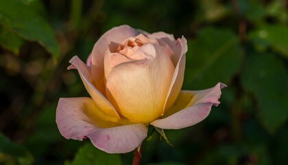 Close-up of a light peach and yellow rose