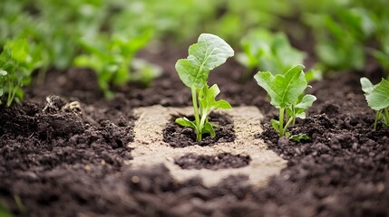 Young Seedlings Growing in Rich Soil, Agriculture Concept
