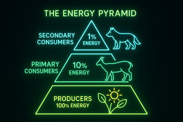 Ecological Energy Pyramid with Trophic Levels and Biomass Transfer for Science Education