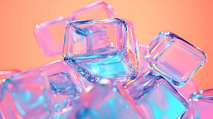 Abstract Colorful Glass Cubes Floating Background