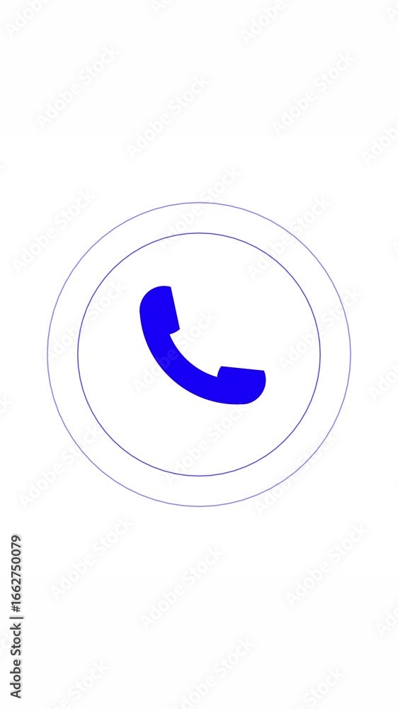 Poster simple blue phone icon appears in plain white background for communication concepts. vertical video 
