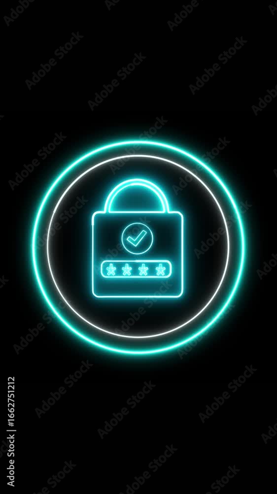 Aufkleber vertical animation of secure password entry with glowing neon lock illustration. animated neon padlo
