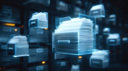 Digital File Storage, Data Management, Secure Cloud Archive stock image