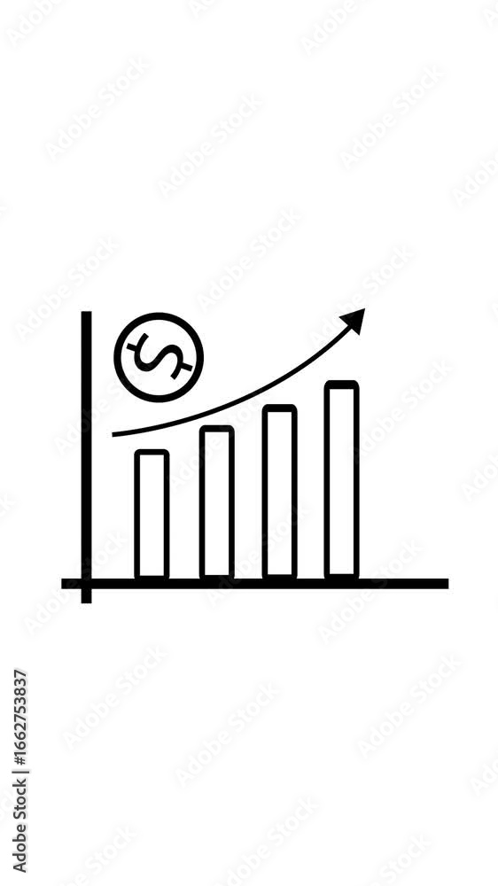 Aufkleber animated growing financial bar chart representing increasing profits and business growth. vertical a