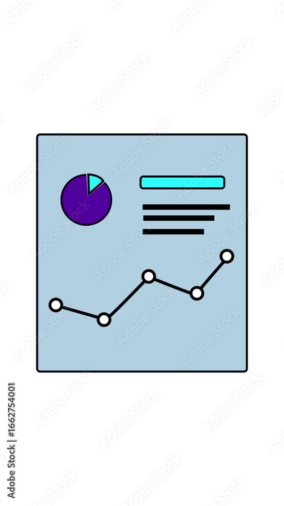 Poster vertical animation of data presentation with business charts for marketing insights. animated infogr