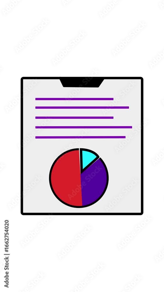 Poster vertical video illustrating business report with pie chart and percentage indicators. animated busin