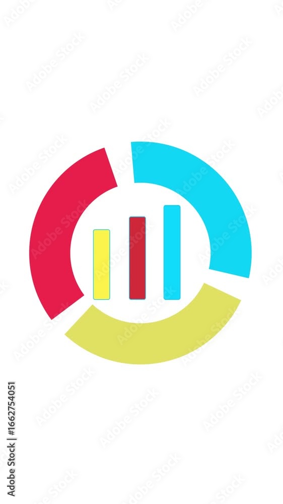 Poster vertical video showing colorful graphic illustration of business data analysis. colorful graphic ill