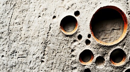 Abstract Stone Texture with Circular Holes Background