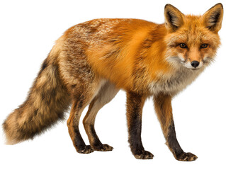 Red fox walking gracefully front view isolated on transparent background PNG