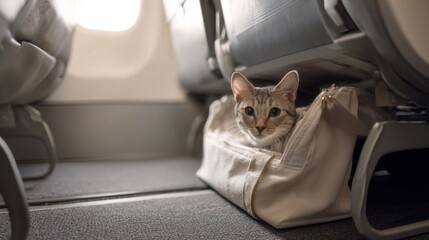 Traveling with pets: cat in cabin for airplane transportation