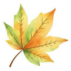  "Single red maple leaf, isolated on transparent background, realistic watercolor style, high resolution" 