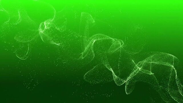 digital,particles,energy flowing wave animation with glowing particles twisting smoothly across screen dynamic futuristic motion background with abstract swirl green screen effect - Powered by Adobe
