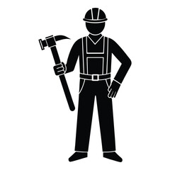 Construction worker with hammer silhouette
