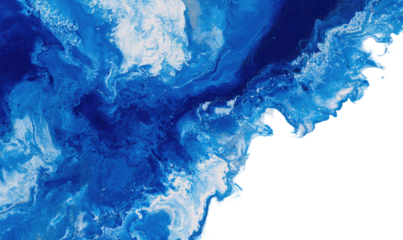 Abstract fluid art, vibrant blue and white