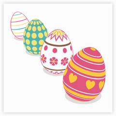 happy easter day egg collection isolated on pink background. vector Illustration.