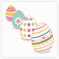 happy easter day egg collection isolated on pink background. vector Illustration.