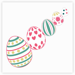 happy easter day egg collection isolated on pink background. vector Illustration.