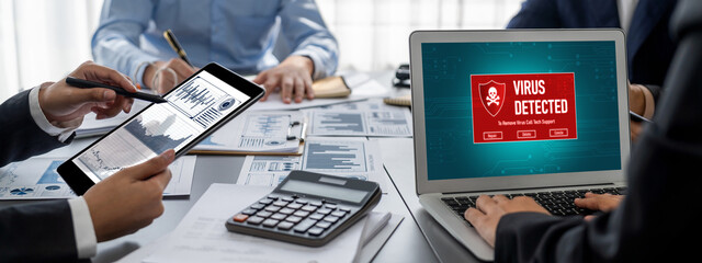 Business intelligence and data analysis concept. Analyst team working on financial data analysis...