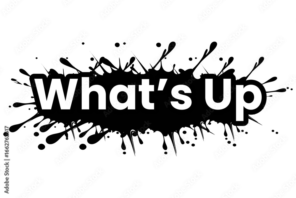 Aufkleber what’s up icon vector design mono color with splash effect.