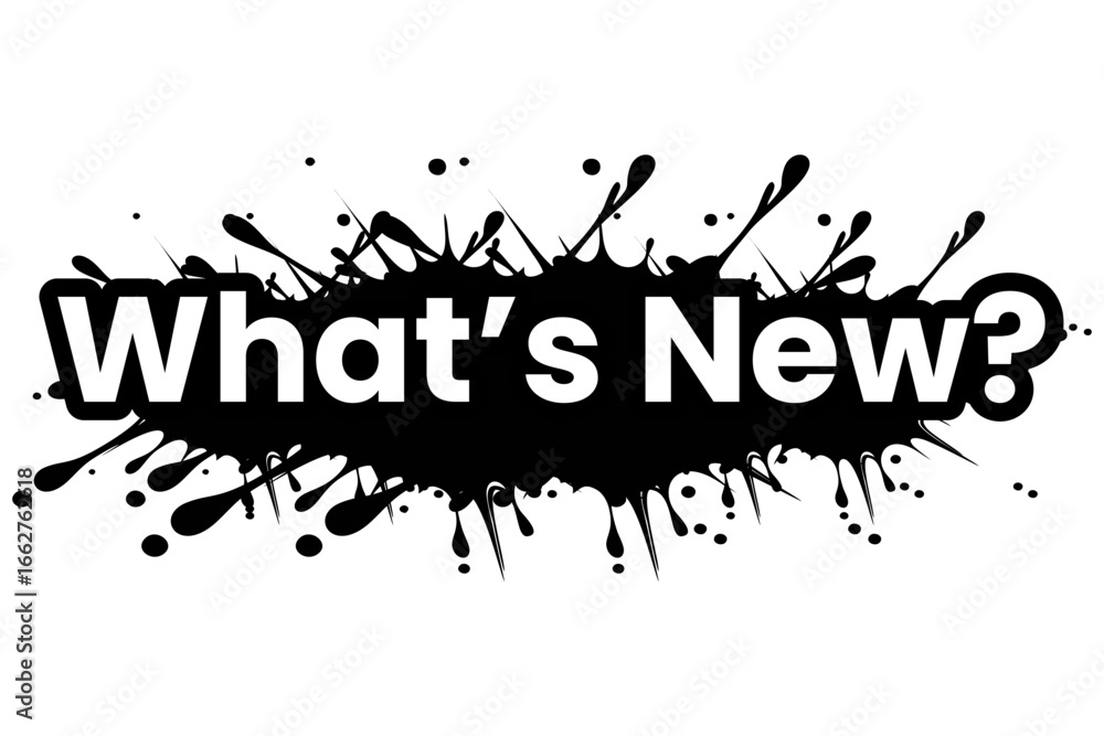 Aufkleber what’s new icon vector design mono color with splash effect
