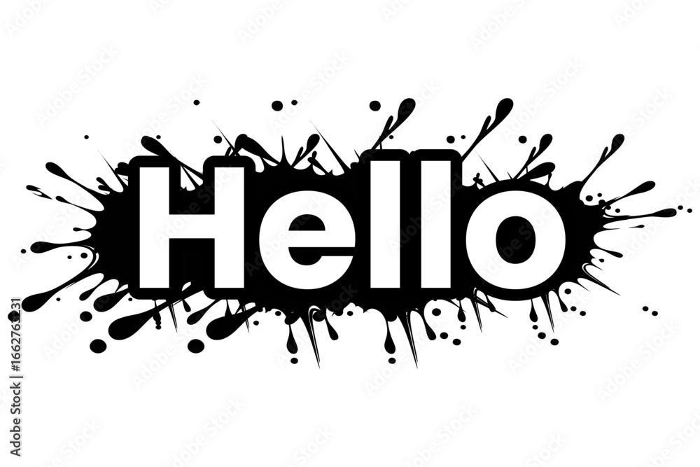 Aufkleber hello icon vector design mono color with splash effect