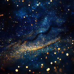 Blue and Gold Glitter Sparkle Bokeh Light Background