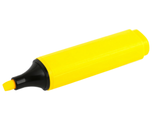 Yellow highlighter pen isolated on transparent background 