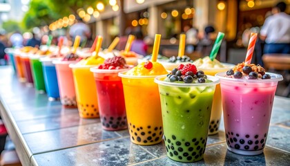 Colorful drinks on a table