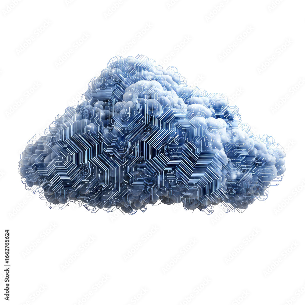 Poster abstract cloud with circuit board texture